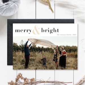 Carte de Noël de famille avec photo, carte de vœux, carte de Noël photo personnalisée, carte moderne, minimaliste, téléchargement numérique, 5 x 7, horizontal