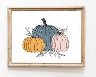 Printable, Pumpkin Print, Pumpkin Decor, Fall Print, Autumn Print, Minimalist Fall Print, Fall Home Decor, 8x10 Print, Digital Download, PDF