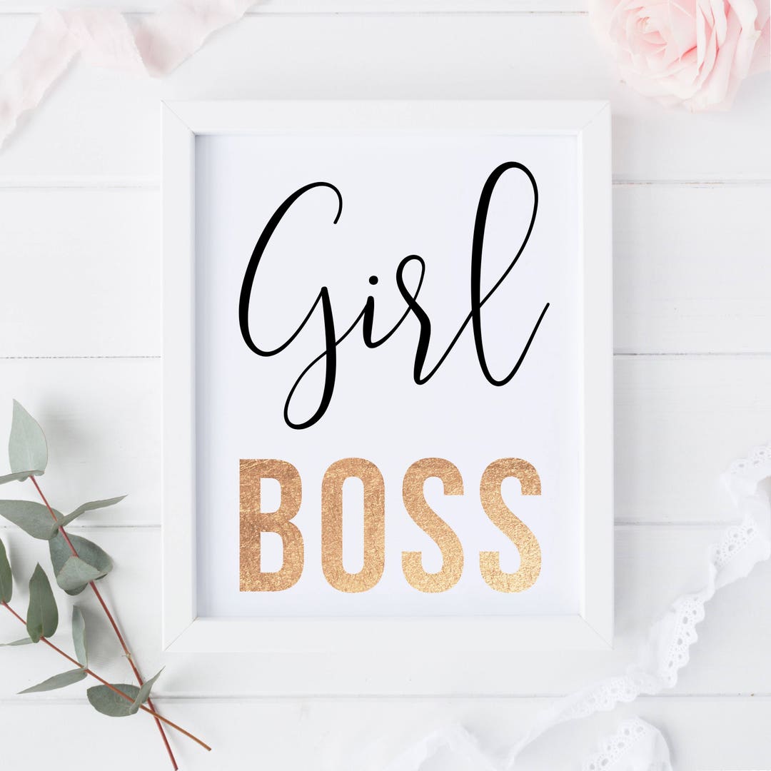 Girl Boss, Girl Boss Print, Print, Wall Art, Black, Gold, Gold Leaf ...