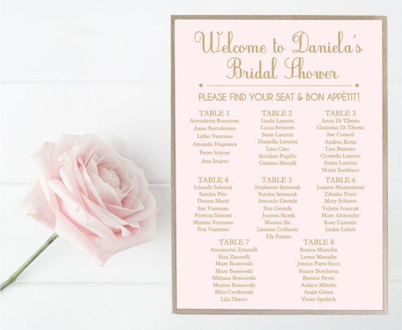 Bridal Shower Seating Chart