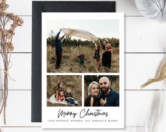 Family Christmas Card With Photo, Holiday Card, Custom Photo Christmas Card, Modern, Minimalistic Card, Digital Download, 5x7, Vertical