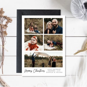 Cartão de Natal de Família com Foto, Cartão de Natal, Cartão de Natal com Foto Personalizada, Moderno, Cartão Minimalista, Download Digital, 5x7, Vertical