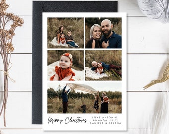 Family Christmas Card With Photo, Holiday Card, Custom Photo Christmas Card, Modern, Minimalistic Card, Digital Download, 5x7, Vertical