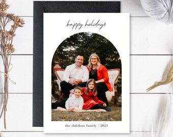 Family Christmas Card With Photo, Holiday Card, Custom Photo Christmas Card, Modern, Minimalistic Card, Digital Download, 5x7, Vertical