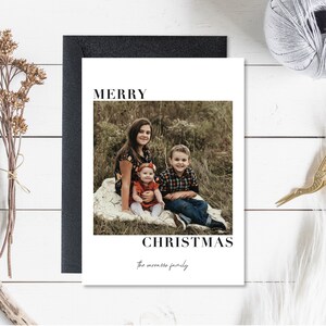 Carte de Noël de famille avec photo, carte de vœux, carte de Noël photo personnalisée, carte moderne, minimaliste, téléchargement numérique, 5 x 7, vertical
