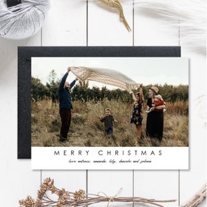 Family Christmas Card With Photo, Holiday Card, Custom Photo Christmas Card, Modern, Minimalistic Card, Digital Download, 5x7, Horizontal
