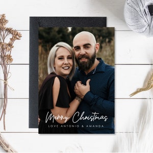 Carte de Noël de famille avec photo, carte de vœux, carte de Noël photo personnalisée, carte moderne, minimaliste, téléchargement numérique, 5 x 7, vertical