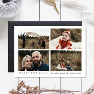 Cartão de Natal de Família com Foto, Cartão de Natal, Cartão de Natal com Foto Personalizada, Moderno, Cartão Minimalista, Download Digital, 5x7, Horizontal