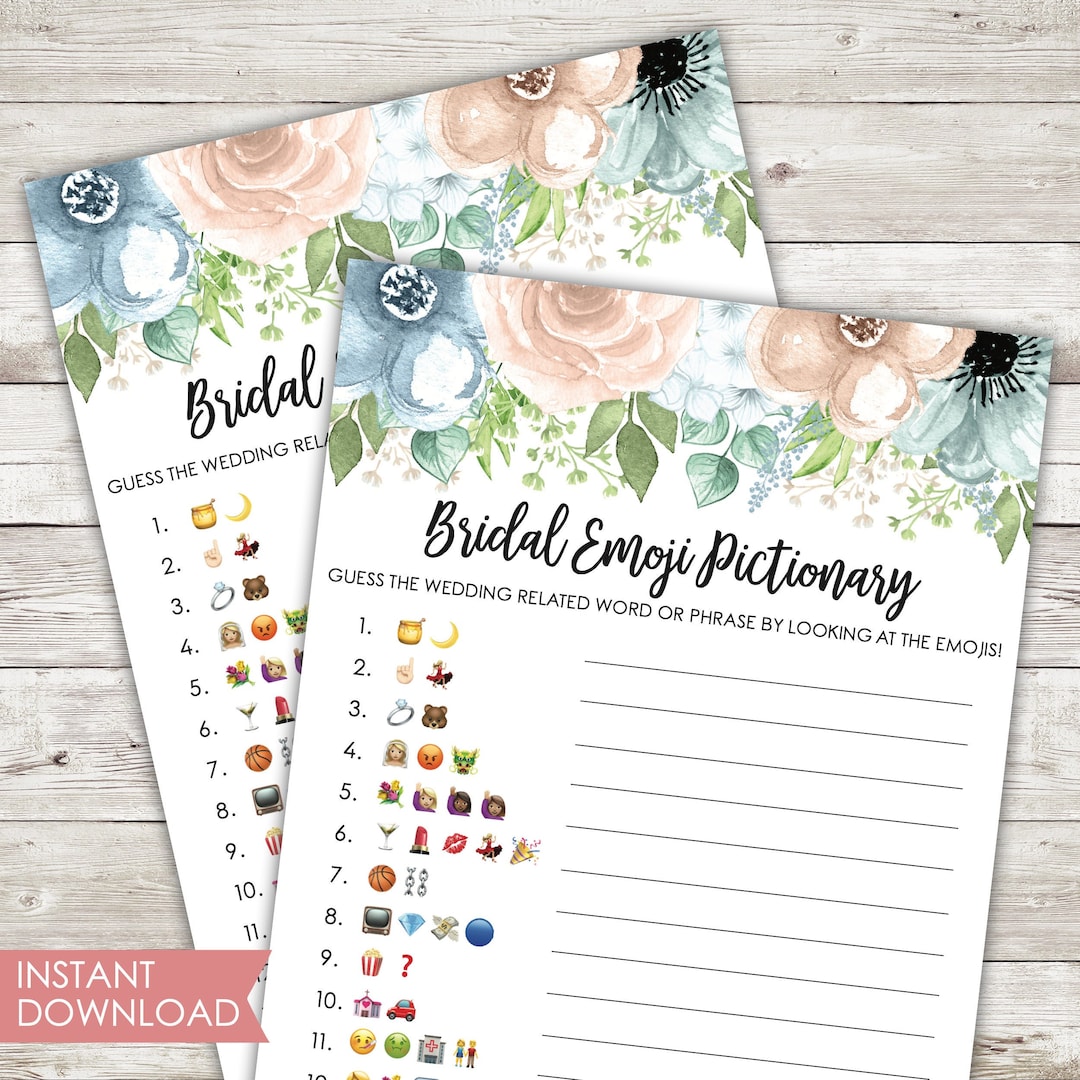 Printable Bridal Shower Game Bridal Emoji Pictionary Instant Download ...