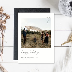 Family Christmas Card With Photo, Holiday Card, Custom Photo Christmas Card, Modern, Minimalistic Card, Digital Download, 5x7, Vertical image 1