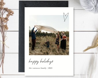 Family Christmas Card With Photo, Holiday Card, Custom Photo Christmas Card, Modern, Minimalistic Card, Digital Download, 5x7, Vertical