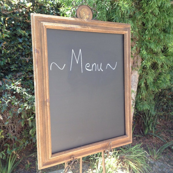 Grand tableau noir en bois brun rustique mariage Blackboard Menu Chalkboard Boutique signe