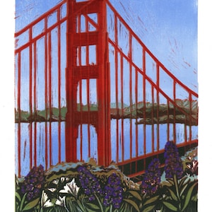 Fort Point Golden Gate Brücke Linolschnitt