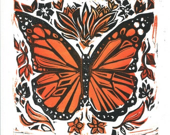 Monarchfalter Linoldruck