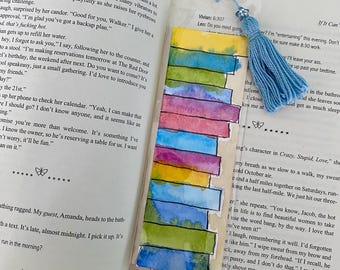 Hand Painted Watercolor Bookmark: DIY Book Stack with Tassel