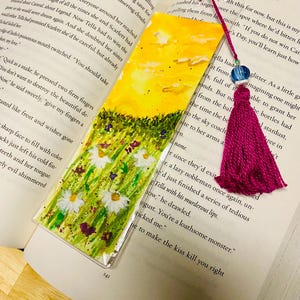 Bookmark, hand painted watercolor bookmark, flower scene, book gift idea