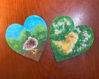 Painted Heart Magnet, Hand Painted Acrylic Heart Magnets, Original Artwork Fridge Magnet, Cute Magnet, Fridge Decor, Cottagecore Vibe Art