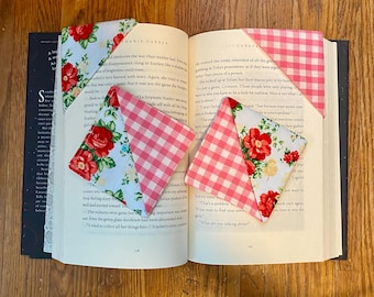 Fabric Corner Bookmark, Multiple Patterns to Choose From, Bookmark, Handmade Bookmarks, Corner Saver, Page Saver, Cute Book Accessories