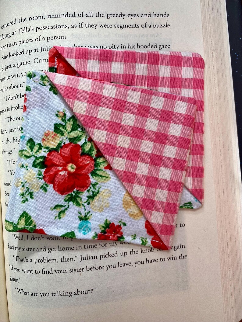 Fabric Corner Bookmark, Multiple Patterns to Choose From, Bookmark ...