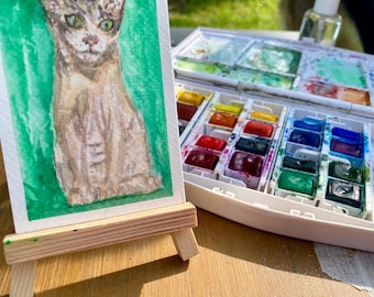 Sphynx Cat ACEO, Painting, ACEO, ATC, Wall Art, Original Art, Cute Kitty Art, Sphynx Cat Original Watercolor, Cute Gift for Cat Lover