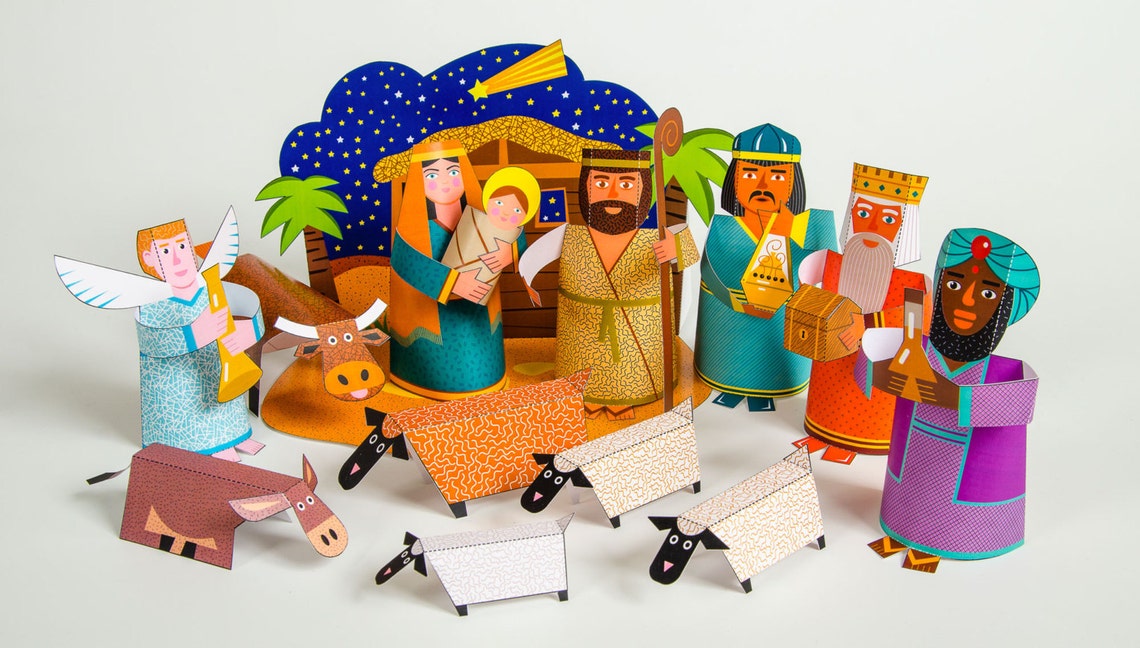 Nativity Scene DIY Paper Craft Kit 3D Paper Toys Colourful Cutouts to