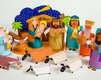 Nativity Scene | DIY Paper Craft Kit | 3D Paper Toys | Colourful Cutouts to Assemble | Creative Activity