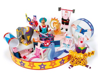 Cirque - France Kit d’artisanat en papier de bricolage (fr) Jouets en papier 3D Découpes colorées à assembler (fr) Activité créative