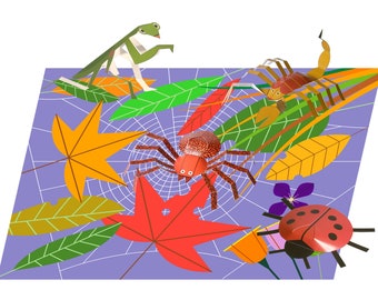Insectos / Kit de manualidades de papel DIY / Juguetes de papel 3D / Recortes coloridos para ensamblar / Actividad creativa