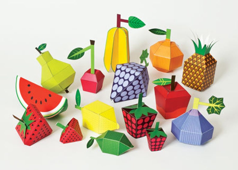 Fruits DIY Paper Craft Kit 3D Paper Toys Colourful image 1