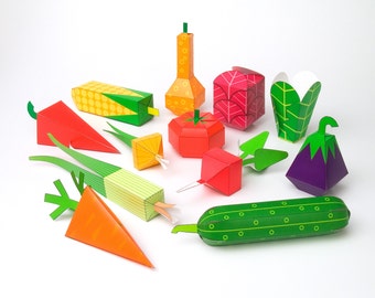 Vegetables | DIY Paper Craft Kit | 3D Paper Toys | Colourful Cutouts to Assemble | Creative Activity