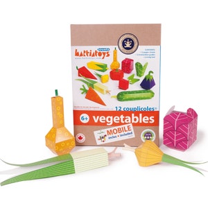 Légumes Kit de bricolage en papier Jouets en papier 3D Découpes colorées à assembler Activité créative image 6