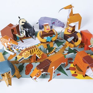 Preistoria / Kit fai da te in carta / Giocattoli di carta 3D / Ritagli colorati da assemblare / Attività creativa
