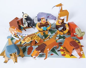 Prehistory | DIY Paper Craft Kit | 3D Paper Toys | Colourful Cutouts to Assemble | Creative Activity