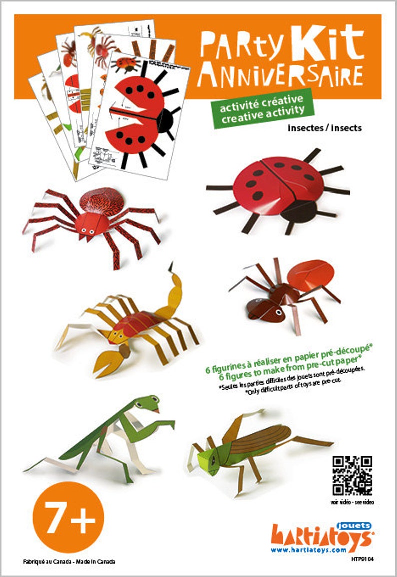 Party Kit Insects DIY Paper Craft Kit 3D Paper Toys Colourful Cutouts