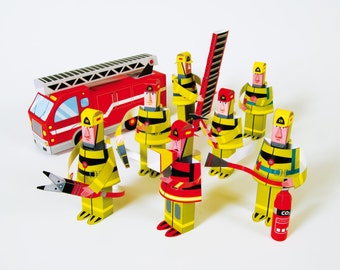 Firefighters | DIY Paper Craft Kit | 3D Paper Toys | Colourful Cutouts to Assemble | Creative Activity