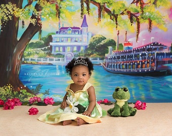 newborn photo prop, tiana , princess and the frog. photo prop, photography,  cake smash, handmade, baby hat, birthday, first birthday,