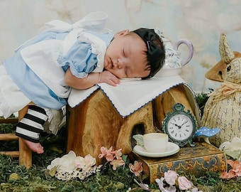 newborn photo prop, photo prop, photography, alice in wonderlandcake smash, handmade, baby, baby clothes,, birthday, first birthday,