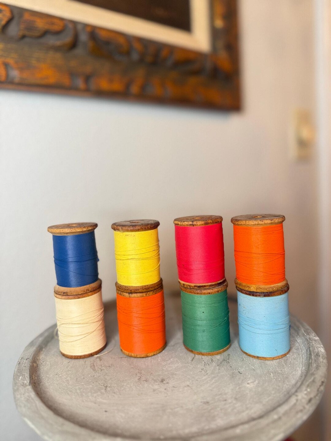 Fancy Spools Lot of 8 Vintage Wooden Spools With Bright Thread - Etsy