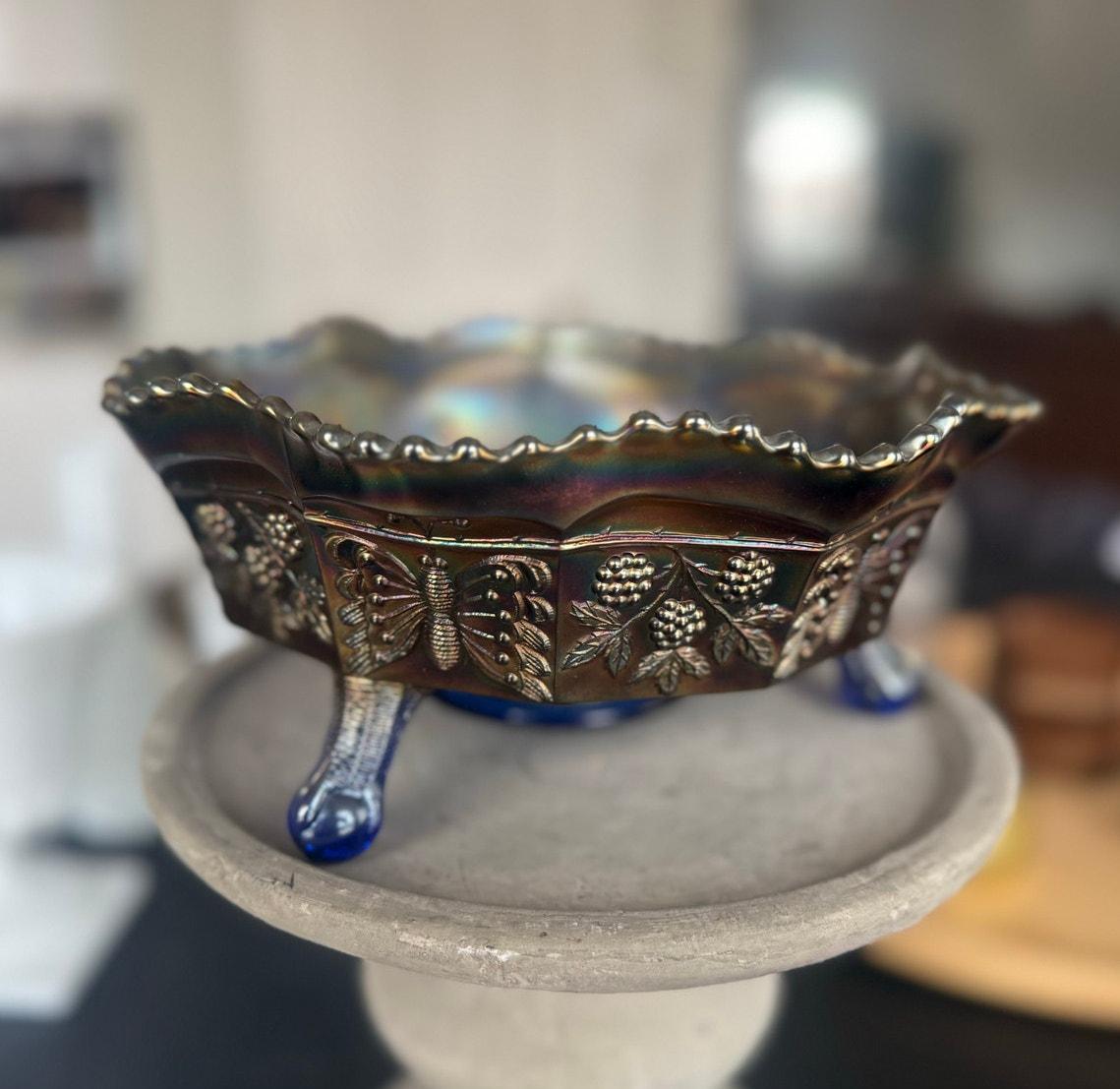 フェントン　カーニバルガラスのボンボンボウル　Butterfly アンティーク Fenton Butterfly Carnival Glass - Etsy