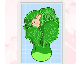 Lettuce Bunny Art Print (Framed for Desk)