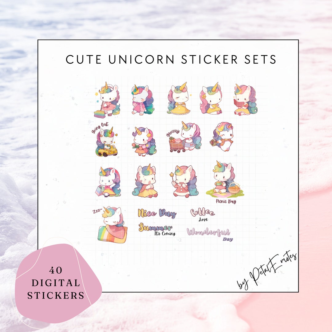 Sticker Kilonotes Cute Unicorn Sticker Sets Suitable for Goodnotes Kilonotes Notability ...