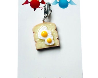 Toast & Eggs Zipper Charm: 3D Foodie Enamel Clip