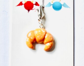 Croissant Zipper Charm: 3D Food Resin Clip-on Pull