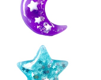 Celestial magnet set, moon and star magnets, celestial star set of 2, celestial home decor set 5
