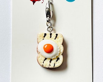 Toast & Egg Zipper Charm: 3D Resin Food Clip-on Pull