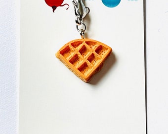 Waffle Zipper Charm: 3D Resin Food Clip-on Charm