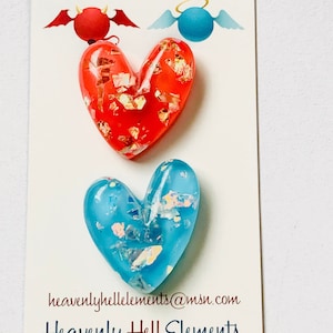Herz Magnet Set mit Folie Glitzer Magneten Paar Fat Resin Herzen Glitzerfolie Set 2 Stück Herz set rote und blaue Herzen