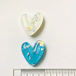 Blaues Herz Magnet set mit Folie Glitzer Magnete Paar Fat Resin Herzen Glitzerfolie Set 2 Stück Herz set weiß und blaue Herzen