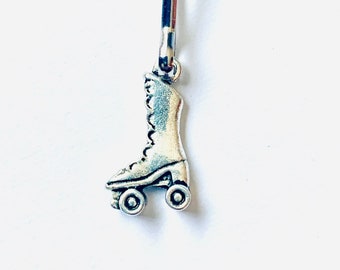 Antique Silver Roller Skate Zipper Pull Charm: Backpack & Purse Charm
