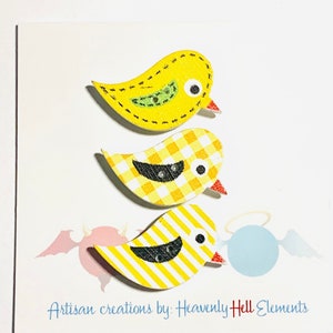Yellow Bird magnet set blanco y amarillo imanes de oficina surtidos imanes de madera conjunto de 3 imanes surtidos lisos rayados y gingham estilos